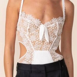 Skylar + Madison White Lace Bodysuit